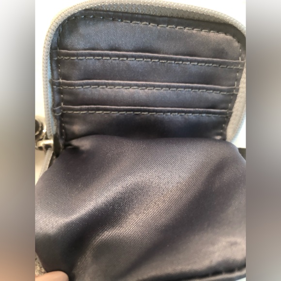 COACH White & Silver Op Art Jacquard Canvas & Leather Wristlet Wallet - Picture 9 of 11